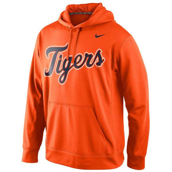 Men Detroit Tigers Nike KO Wordmark Perfomance Hoodie Orange->los angeles dodgers->MLB Jersey